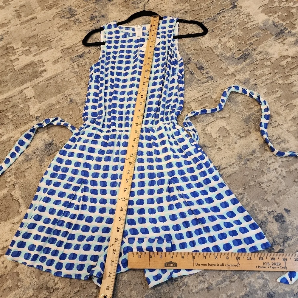 NWT Kate Spade Sleeveless Blue Island Stamp Romper belted pockets size L viscose